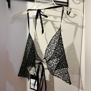 Disturbia- size L/XL- black ‘Badseed’ crochet bra top. NWT.